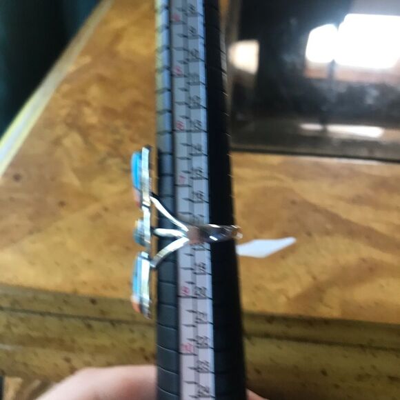 Spiny Turquoise Sterling Silver Ring Size 8 - Picture 7 of 7